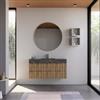 DEGHI Mobile bagno sospeso 120 cm rovere america cannettato con lavabo alto effetto marmo dolomite striato - Gaia