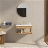 DEGHI Mobile bagno sospeso 80 cm oro spazzolato e rovere con lavabo integrato e specchio - Axis