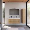 DEGHI Mobile bagno sospeso 120 cm rovere acero cannettato con lavabo alto doppia vasca effetto marmo apuano imperiale - Gaia