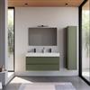 DEGHI Mobile bagno sospeso 120 cm verde nordico cannettato con lavabo alto doppia vasca effetto marmo apuano imperiale - Gaia