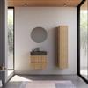 DEGHI Mobile bagno sospeso 60 cm rovere acero cannettato con lavabo alto effetto marmo dolomite striato - Gaia