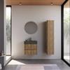 DEGHI Mobile bagno sospeso 60 cm rovere america cannettato con lavabo alto effetto marmo dolomite striato - Gaia