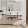DEGHI Mobile bagno sospeso 120 cm nero spazzolato e rovere con doppio lavabo integrato e specchio - Axis
