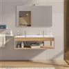 DEGHI Mobile bagno sospeso 120 cm champagne e rovere con doppio lavabo integrato - Axis