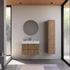 DEGHI Mobile bagno sospeso 80 cm rovere america cannettato con lavabo alto effetto marmo apuano imperiale - Gaia
