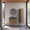 DEGHI Mobile bagno sospeso 80 cm rovere america cannettato con lavabo alto effetto marmo dolomite striato - Gaia