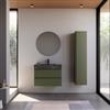 DEGHI Mobile bagno sospeso 80 cm verde nordico cannettato con lavabo alto effetto marmo dolomite striato - Gaia