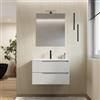 DEGHI Mobile bagno sospeso 80 cm bianco opaco cannettato con lavabo in resina - Konai plus