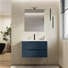 DEGHI Mobile bagno sospeso 80 cm blu oceano cannettato con lavabo in resina - Konai plus