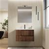DEGHI Mobile bagno sospeso 80 cm rovere deciso cannettato con lavabo in resina - Konai plus
