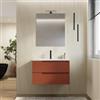 DEGHI Mobile bagno sospeso 80 cm terracotta cannettato con lavabo in resina - Konai plus