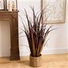DEGHI Pianta artificiale 91h cm bordeaux in vaso intrecciato naturale