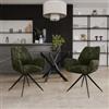 DEGHI Set 2 poltrone girevoli ciniglia verde con gambe in metallo nero - Sherah