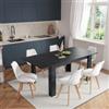 DEGHI Tavolo allungabile 140-190x90 cm antracite opaco - Asher