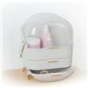 DEGHI Organizer 25x40h cm beige e oro con 2 cassetti e coperchio trasparente - Hamika
