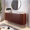 DEGHI Madia 170x75h cm noce e top in similpelle beige con 4 ante e gambe in metallo oro - Keegan