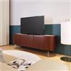 DEGHI Mobile porta tv 161x54h cm noce e top in similpelle beige con 3 ante e gambe in metallo oro - Keegan