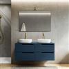 DEGHI Mobile bagno sospeso 120 cm blu oceano cannettato 4 cassetti con top - Konai plus