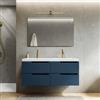 DEGHI Mobile bagno sospeso 120 cm blu oceano cannettato con lavabo doppia vasca in ceramica - Konai plus