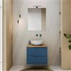 DEGHI Mobile bagno sospeso 60 cm blu oceano cannettato con top rovere gold - Konai plus