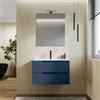 DEGHI Mobile bagno sospeso 80 cm blu oceano cannettato con lavabo - Konai plus