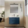 DEGHI Mobile bagno sospeso 80 cm blu oceano cannettato con lavabo in resina - Konai plus