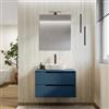 DEGHI Mobile bagno sospeso 80 cm blu oceano cannettato con top - Konai plus