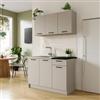 DEGHI Cucina lineare 120 cm cashmere e top nero con pensili - Ismeria