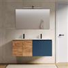 DEGHI Mobile bagno sospeso 120 cm rovere gold e blu oceano cannettato con lavabo e specchio - Neko