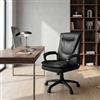 DEGHI Poltrona da ufficio girevole in similpelle nera con base nera - Saphina