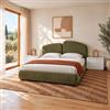 DEGHI Letto matrimoniale 160x190 cm ciniglia verde militare con contenitore - Kirat