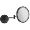 GEDY Specchio da trucco led Ø 22 cm con ingranditore e supporto a muro estensibile nero opaco - Eva di Gedy