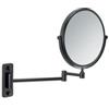 GEDY Specchio da trucco Ø 18 cm con ingranditore e supporto a muro estensibile nero - Gaia di Gedy