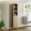 DEGHI Colonna bagno 33x168h cm in legno naturale e cannettato con struttura in acciaio oro bronzato - Kloser