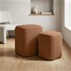 DEGHI Set 2 pouf contenitore in velluto a coste cannella - Gorbea Square