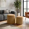 DEGHI Set 2 pouf contenitore in velluto a coste biscotto - Gorbea Round