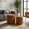 DEGHI Set 2 pouf contenitore in velluto a coste cannella - Gorbea Round