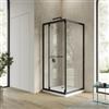 DEGHI Box doccia 80x80 cm rototraslante con vetro trasparente e profilo nero 200h - Nook