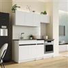 DEGHI Cucina lineare reversibile 180 cm bianco con top in HPL effetto pietra nero e base per forno - Botany