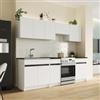 DEGHI Cucina lineare reversibile 240 cm bianco con top in HPL effetto pietra nero - Botany