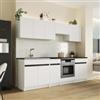 DEGHI Cucina lineare reversibile 240 cm bianco con top in HPL effetto pietra nero e base per forno - Botany