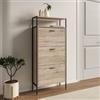 DEGHI Scarpiera 69x141h cm rovere moderno e metallo nero con 3 ante a ribalta - Emyl