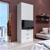 DEGHI Armadio battente 92x240h cm 2 ante e 3 cassetti con soft close e modulo per tv bianco - Jennifer