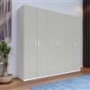 DEGHI Armadio battente 273x240h cm 6 ante reversibili con soft close bianco e gesso - Jennifer