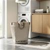 NOBILI Cesto portabiancheria 65x55h cm in velluto e similpelle beige - Timber