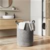 NOBILI Cesto portabiancheria 42x58h cm in velluto e similpelle grigio - Timber