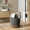 NOBILI Cesto portabiancheria 42x58h cm in velluto e similpelle marrone - Timber