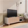 DEGHI Porta tv 155x47h cm bianco e frassino crisp con 1 anta e 2 vani a giorno - Eike