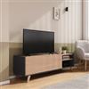 DEGHI Porta tv 155x47h cm antracite e frassino crisp con 1 anta e 2 vani a giorno - Eike