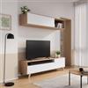 DEGHI Parete attrezzata 180 cm bianco e frassino crisp con 1 pensile sospeso - Eike